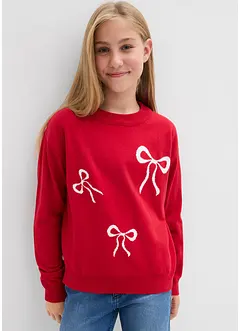 Svetr z jemné pleteniny, s ozdobnými mašličkami, bonprix