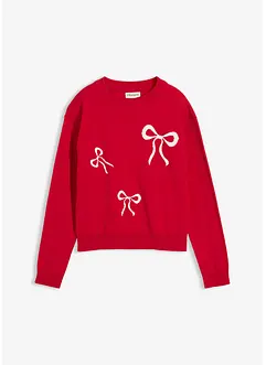 Svetr z jemné pleteniny, s ozdobnými mašličkami, bonprix