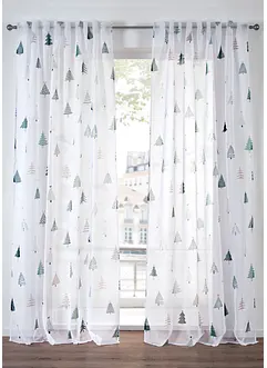 Záclona s natištěnými vánočními stromečky (1 ks v balení), bonprix