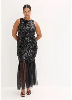 Flitrové šaty s volánem, bonprix