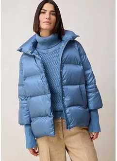 Péřová bunda s recyklovaným peřím a pletenými rukávy, bonprix