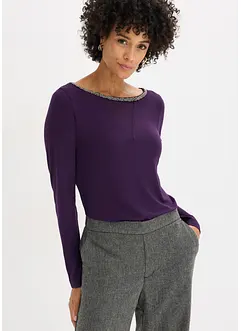 Tričko se síťovanou vsadkou a třpytivými kamínky, bonprix