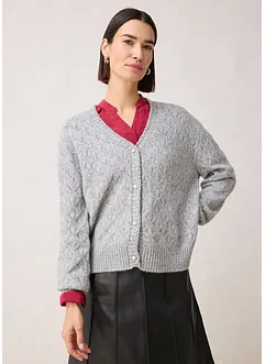 Ažurový pletený kabátek s vlnou, bonprix