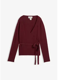 Pletený zavinovací kabátek s vlnou merino, bonprix