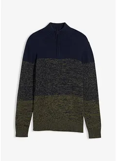 Svetr s límečkem na zip, z hrubé pleteniny s bavlnou, bonprix