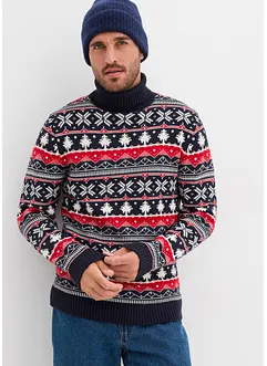 Svetr s norským vzorem a rolákovým límcem, bonprix