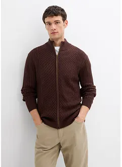 Žebrovaný pletený kabátek z bavlněné směsi, bonprix