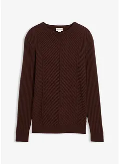 Žebrovaný svetr z bavlněné směsi, bonprix