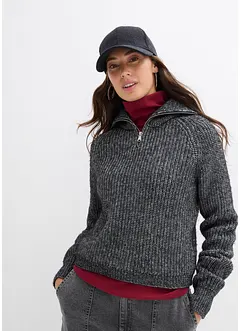 Svetr s límcem na zip, z měkké vlněné směsi, bonprix