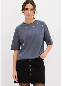 Tričko se třpytivými kamínky, z čisté bavlny, bonprix