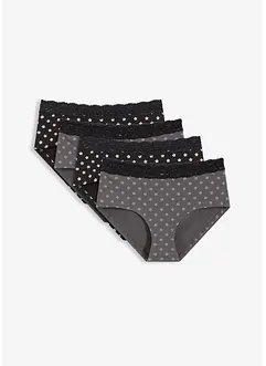 Bokové maxi kalhotky s krajkou a organickou bavlnou (4 ks v balení), bonprix