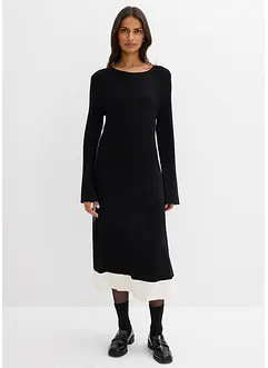Pletené šaty z viskózové směsi, s kontrastními detaily, bonprix