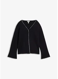 Pletený kabátek z vlněné směsi, s kontrastními detaily, bonprix