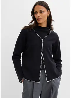 Pletený kabátek z vlněné směsi, s kontrastními detaily, bonprix