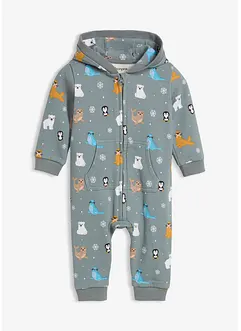 Mikinový overal s kapucí, pro miminka, z organické bavlny, bonprix