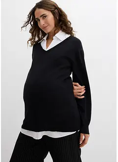 Těhotenská a kojicí souprava tvořená svetrem a halenkou bez rukávů, z organické bavlny, bonprix