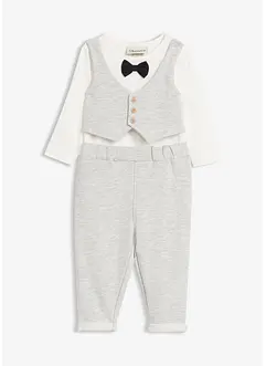 Sváteční souprava s vestovým body, motýlkem a kalhotami z čisté organické bavlny (3dílná souprava), bonprix