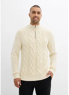 Svetr s  límcem na zip, z hrubé pleteniny s bavlnou, bonprix