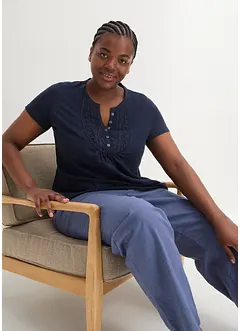 Tričko ze žíhaného vlákna, krátký rukáv, bonprix