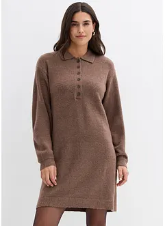 Krátké pletené šaty s knoflíkovou lištou, bonprix