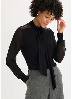 Triko s vázačkou a krajkou, bonprix