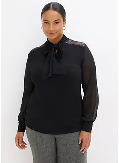 Triko s vázačkou a krajkou, bonprix