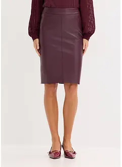 Sukně ke kolenům, z umělé kůže, s přiléhavým střihem, bonprix