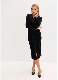 Midi šaty ze splývavého sametu, bonprix