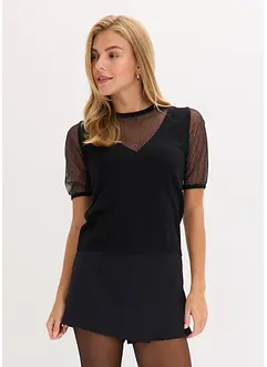 Svetr z jemné pleteniny, se vsadkou ze síťoviny, bonprix