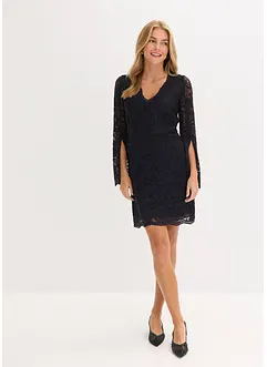 Krajkové šaty s trumpetovými rukávy, bonprix