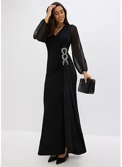 Dlouhé šaty s aplikací ze štrasových kamínků, bonprix