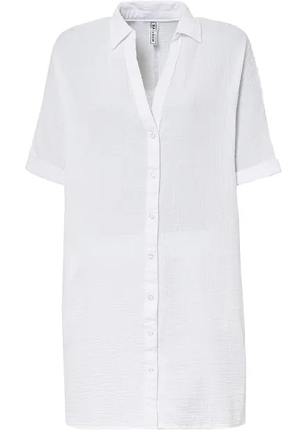 Dlouhá oversize halenka z bavlněného mušelínu