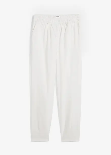 Kalhoty ze směsi bavlny a lnu, High Waist