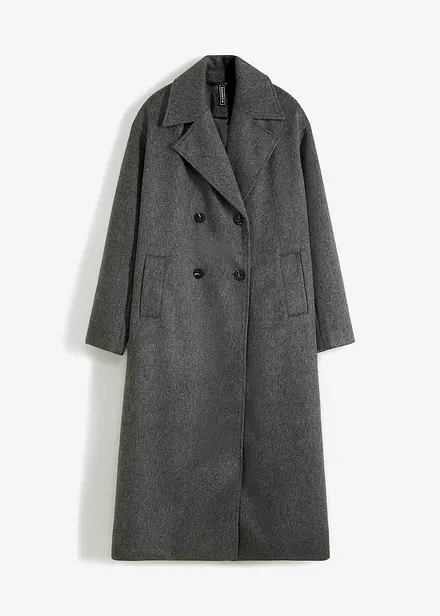 Dvouřadý oversized kabát ve vlněném vzhledu