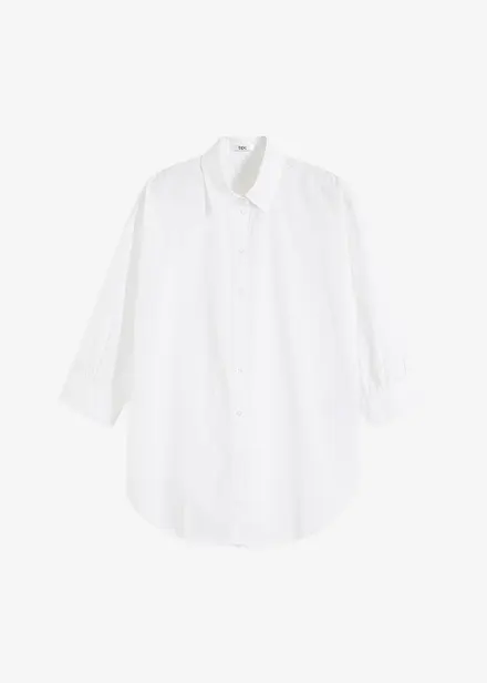 Bavlněná oversize košile s 3/4 rukávem