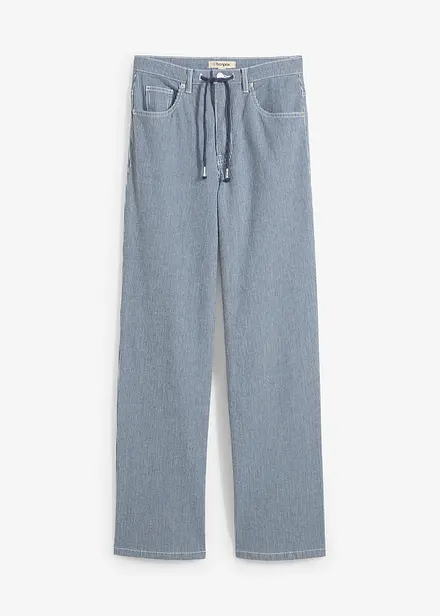 Volné rovné džíny, High Waist, proužky