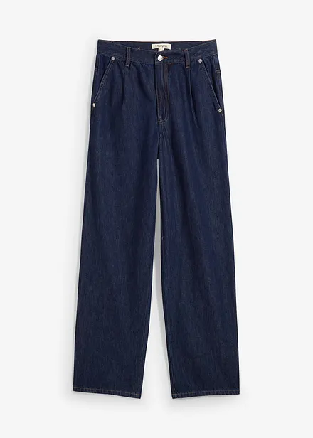 Džíny Straight, High Waist, nízký podíl streče