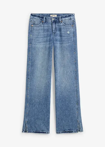 Džíny Loose, Straight, Mid Waist, nízký podíl streče