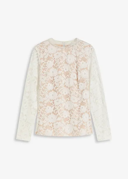 Tričko s dlouh&yacute;m ruk&aacute;vem, z krajky