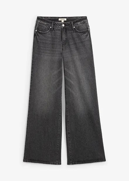 Džíny Wide Leg, Mid Waist, malý podíl streče, dlouhá délka