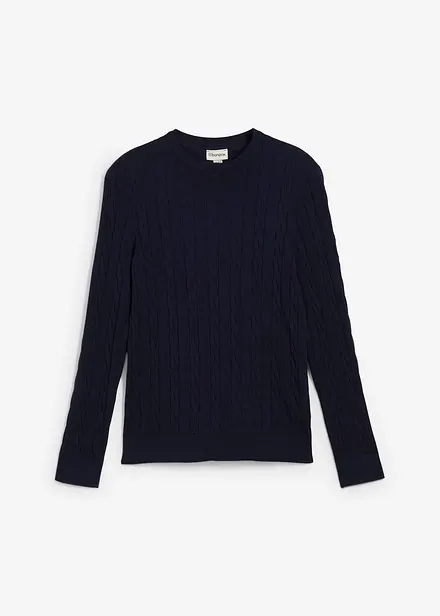 Svetr z jemné pleteniny s copánkovým vzorem, Slim Fit