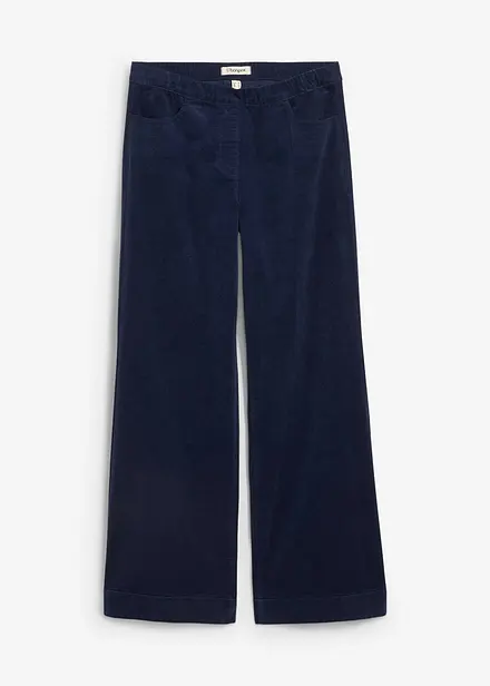 Široké strečové manšestrové kalhoty, High Waist