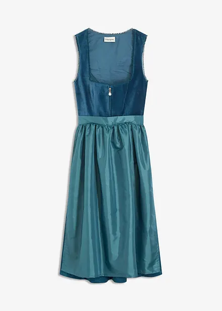 Kroj ve stylu dirndl se sametem, v délce midi (2dílná souprava)