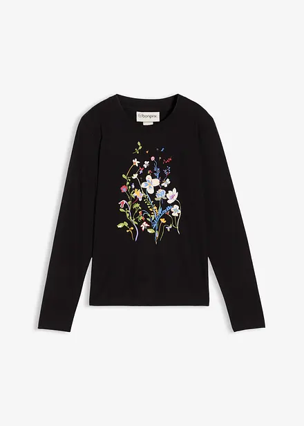 Tričko s dlouhým rukávem z čisté bavlny