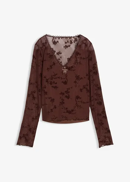 Tričko s dlouhým rukávem a vločkovým potiskem