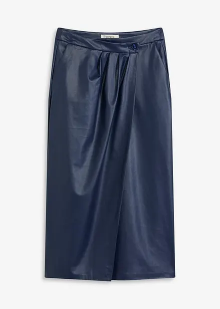 Zavinovací midi sukně z imitace kůže