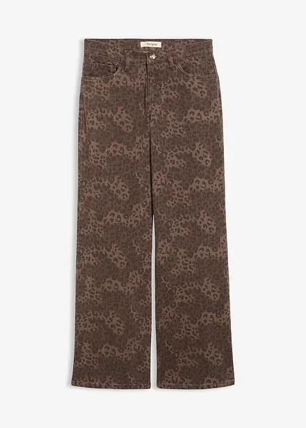 Keprové kalhoty Wide Leg, s leopardím potiskem