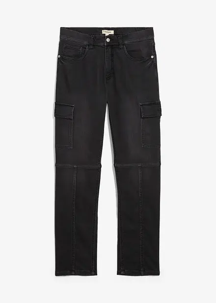 Cargo džínové joggingové kalhoty s pohodlným pasem, Regular Fit, Straight