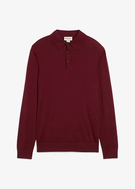 Pólo svetr z jemné pleteniny s luxusní merino vlnou, Slim Fit