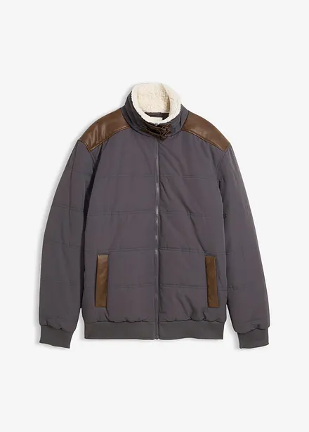 Voděodolný prošívaný bluzon s detaily z umělé kůže